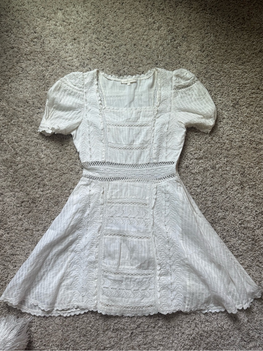 LoveShackFancy White Eyelet Mini Dress